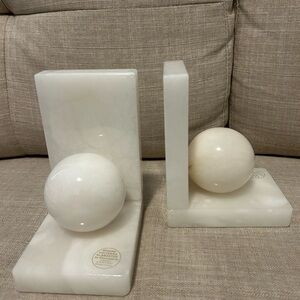 Hand carved in Italy White Marble Bookends